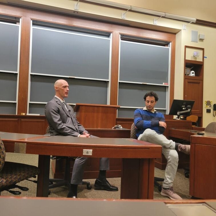 NPDL Executive Director Daniel Throop speaking at Harvard Law School on 11/15/22